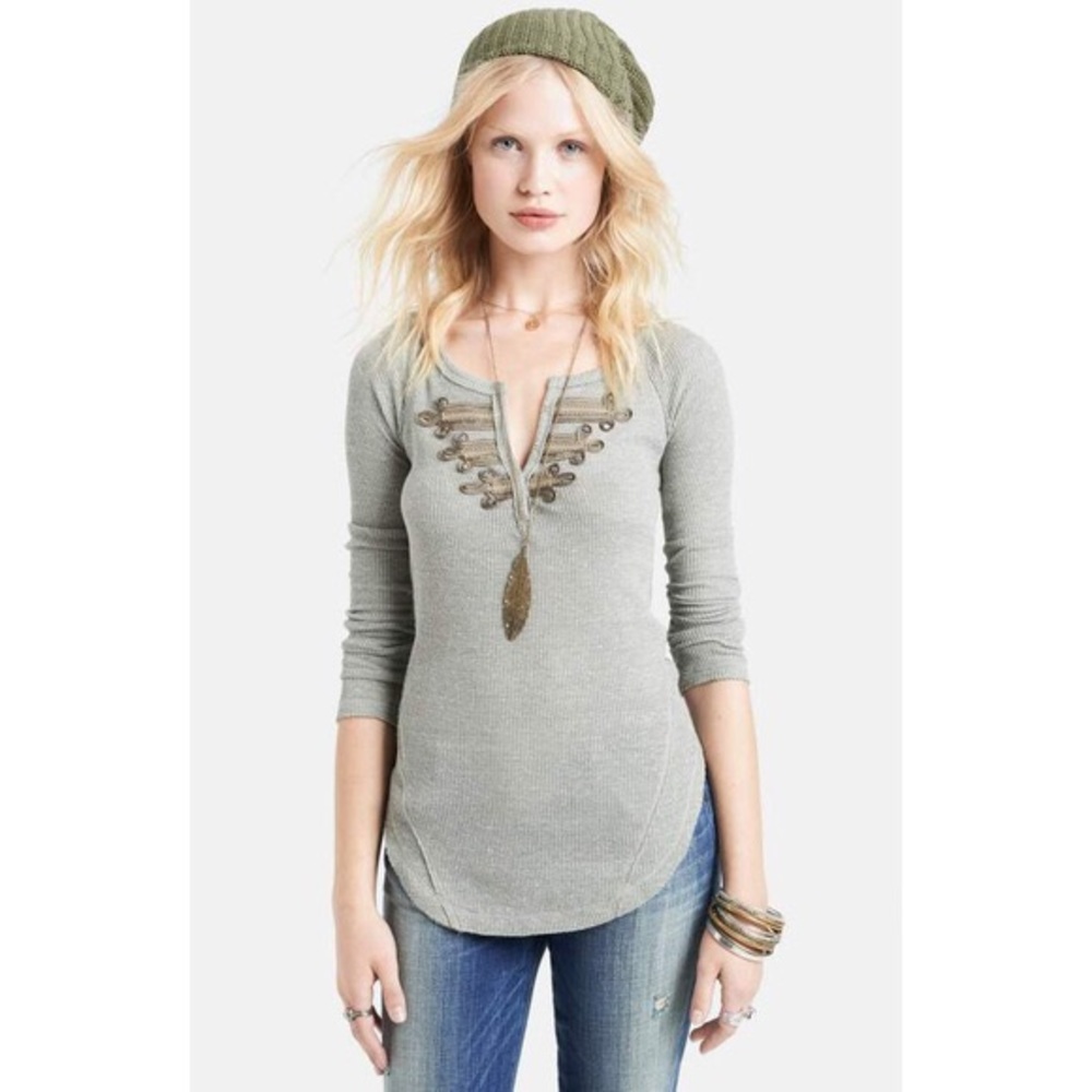 We The Free Battalion Embellished Grey Thermal